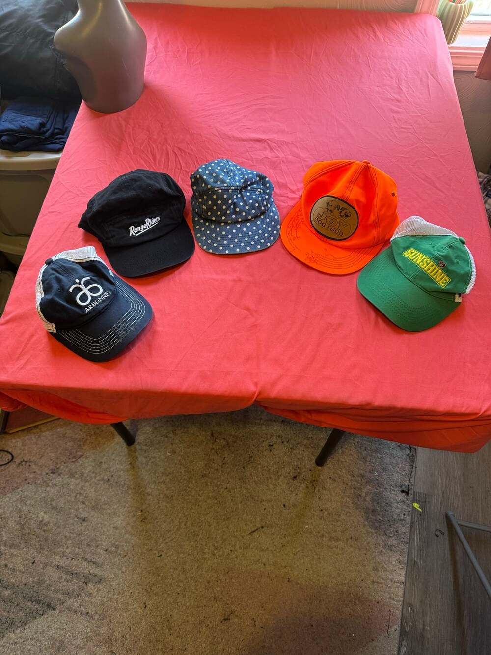 Vtg Trucker Hat Lot 5 Caps Snapback Mesh Green Sunshine Spacecraft Orange Joy